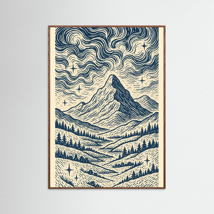 Oak Dark Blue Swirl Pattern