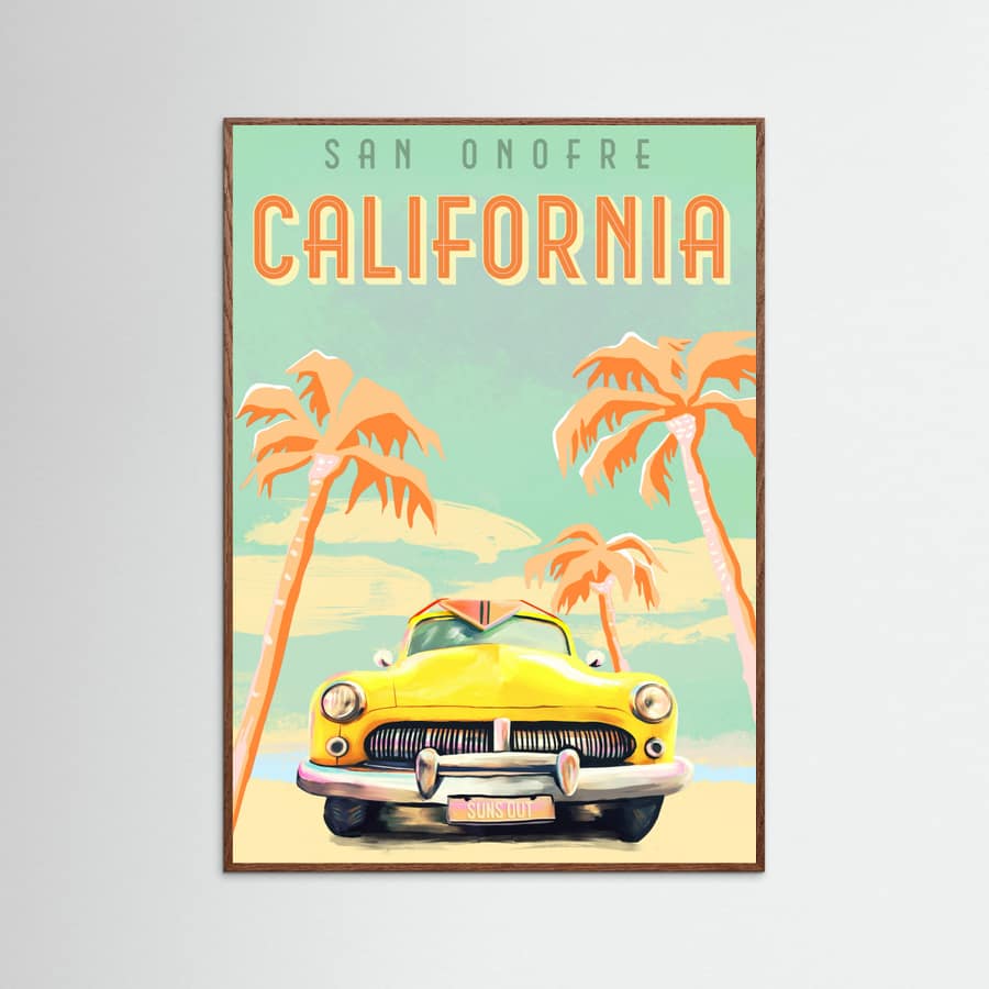 Oak Dark California Surf Poster