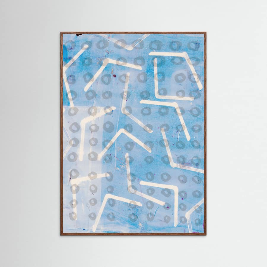 Oak Dark Contemporary Abstract In White and Blue Poster