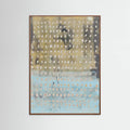 Oak Dark Contemporary Abstract In Yellow, Taupe, Light Blue Poster