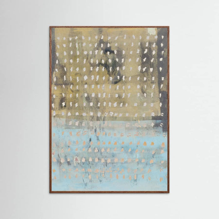 Oak Dark Contemporary Abstract In Yellow, Taupe, Light Blue Poster