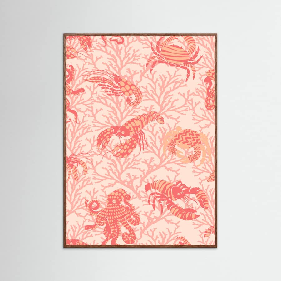 Coral and Lobster peachy fuzz pattern Poster – poster and art print