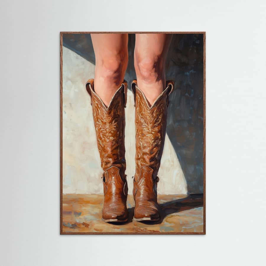 Oak Dark Cowboy boots Poster