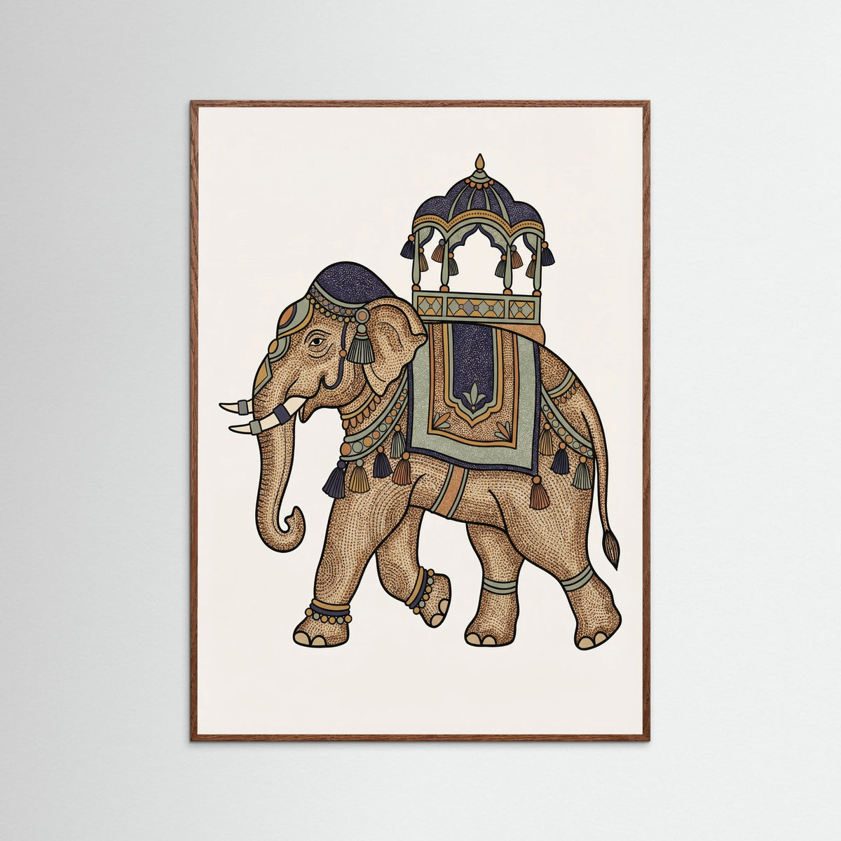 Oak Dark Decorated Horse