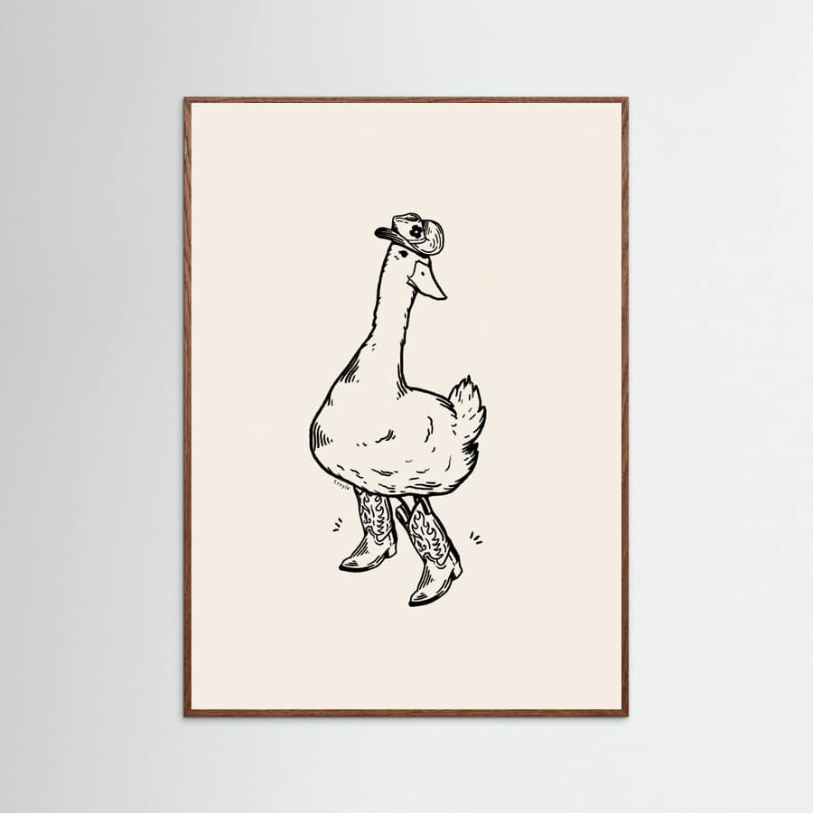 Oak Dark Duck wearing Western Boots Poster