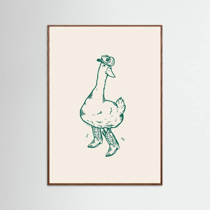 Oak Dark Duck wearing Western Boots in green Poster