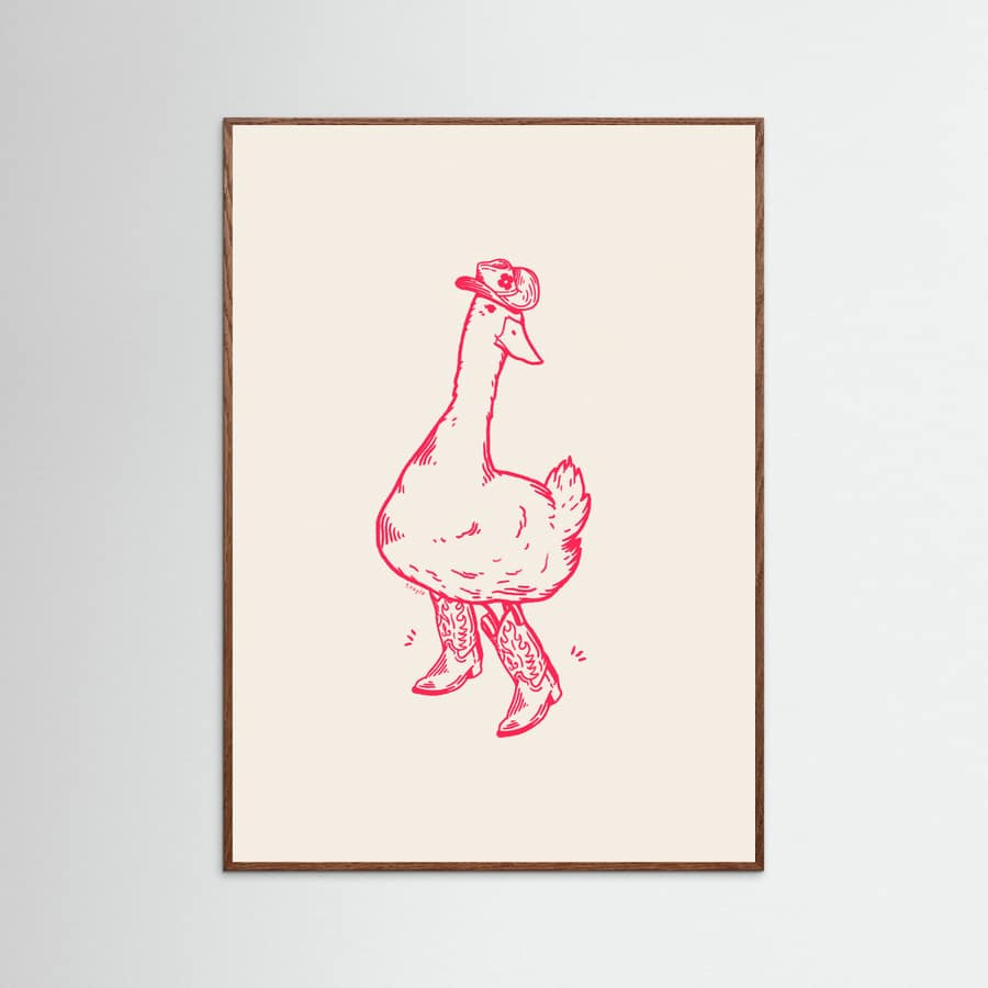 Oak Dark Duck wearing Western Boots in pink Poster