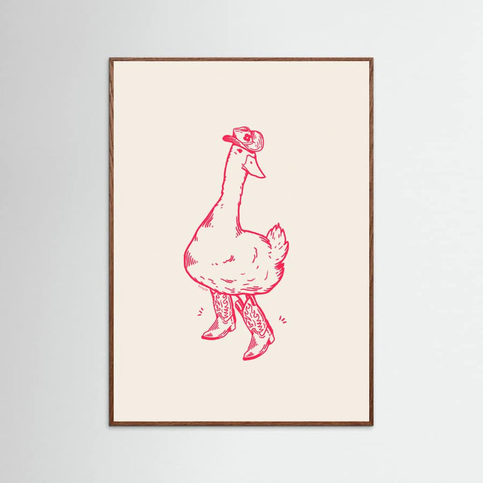 Oak Dark Duck wearing Western Boots in pink Poster