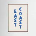 East Coast Vertical Text Bold Blue Poster – plakat og kunsttryk
