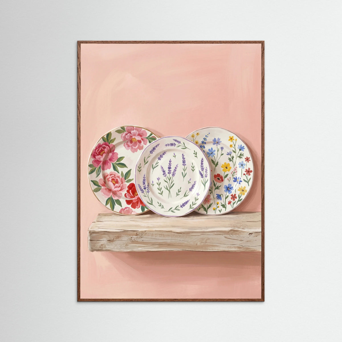 Oak Dark Floral Teatime