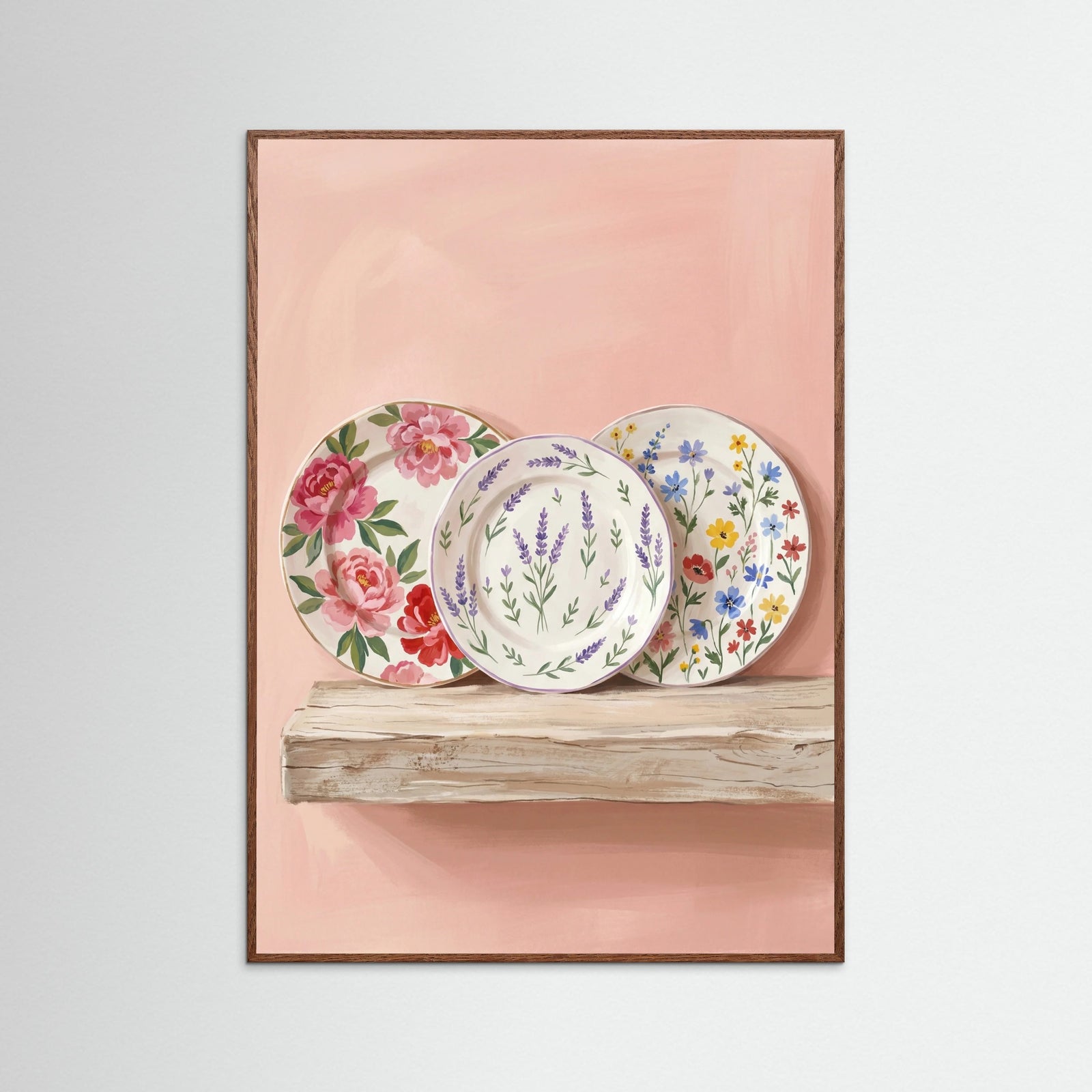 Oak Dark Floral Teatime