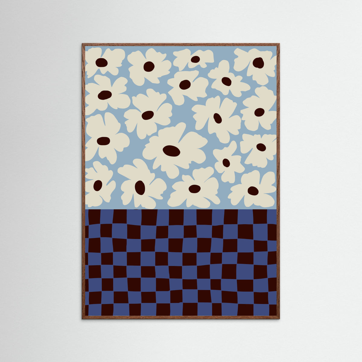 Oak Dark Flowers_checkerboard Poster