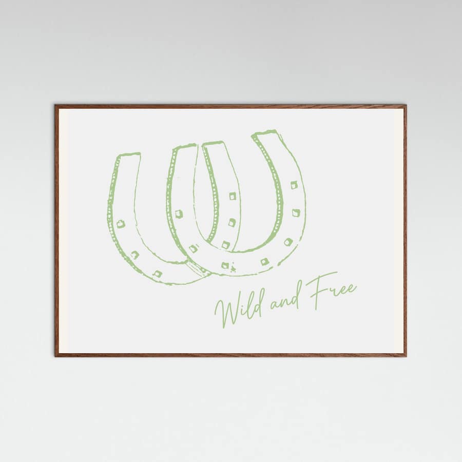 Horseshoe Wild and Free Sage Green Poster – plakat og kunsttryk