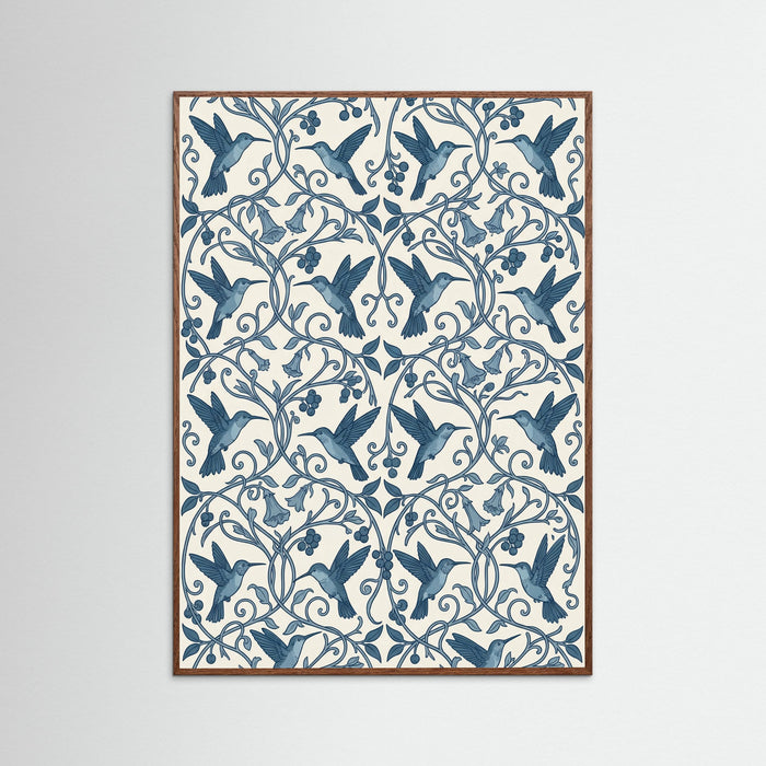 Oak Dark Indigo Botanical Pattern