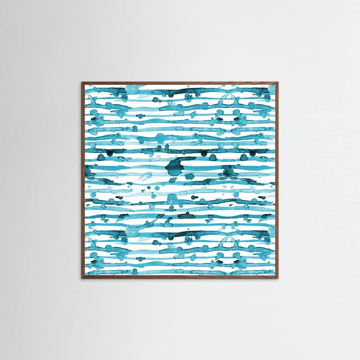 Póster Indigo Teal Line Splatter Watercolor – póster e impresión artística