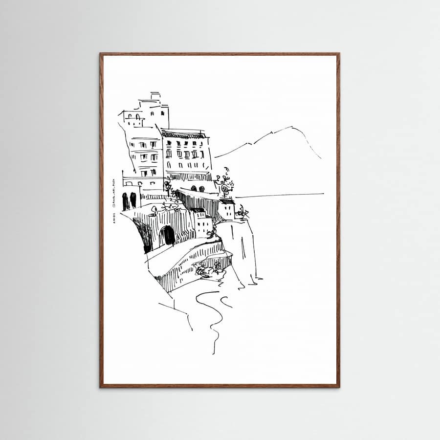 Italian Landscape Art, Amalfi Coast Small Towns By The Sea Poster – Poster und Kunstdruck