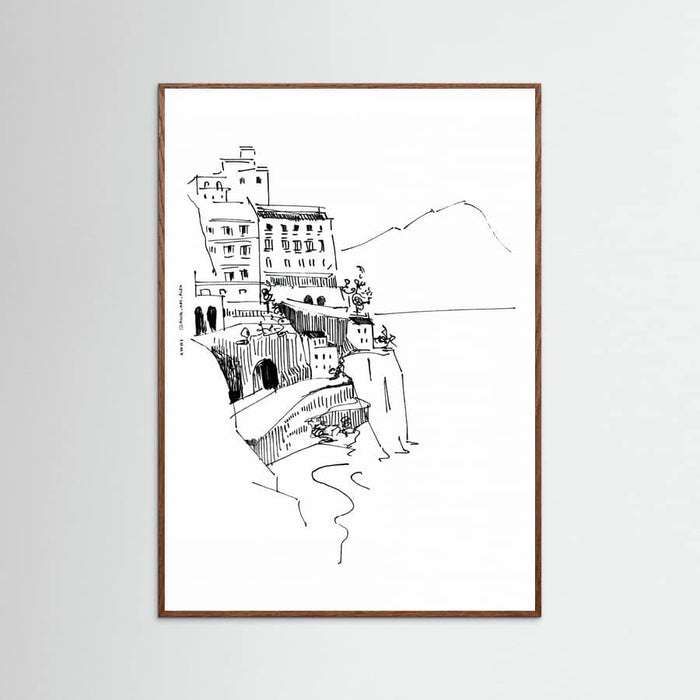 Italian Landscape Art, Amalfi Coast Small Towns By The Sea Poster – Poster und Kunstdruck