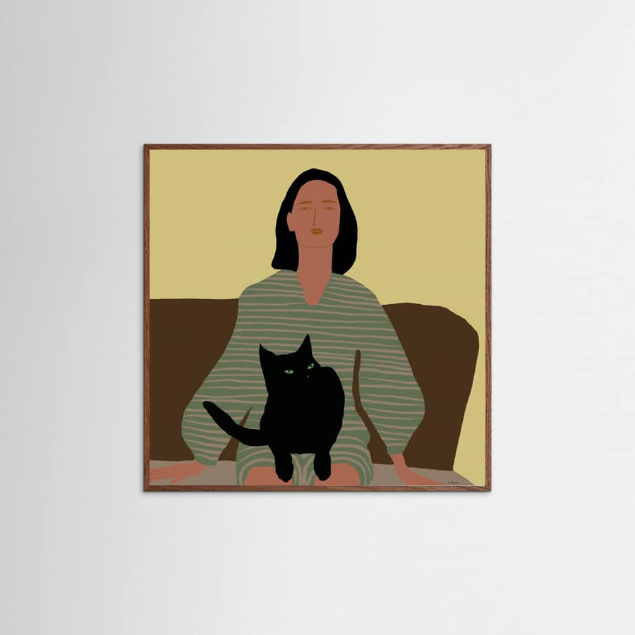 Póster Lady sitting with black cat. – póster e impresión artística