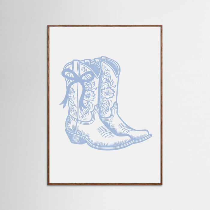 Light Blue Cowgirl Boots with Bow Poster – plakat og kunsttryk