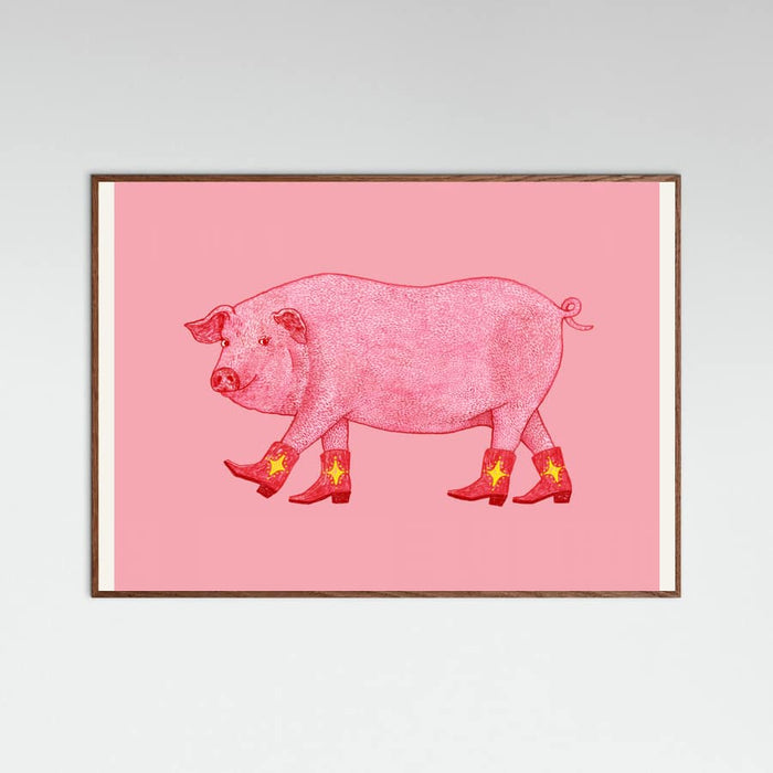 Oak Dark Marjorie the Cowgirl Pig Poster