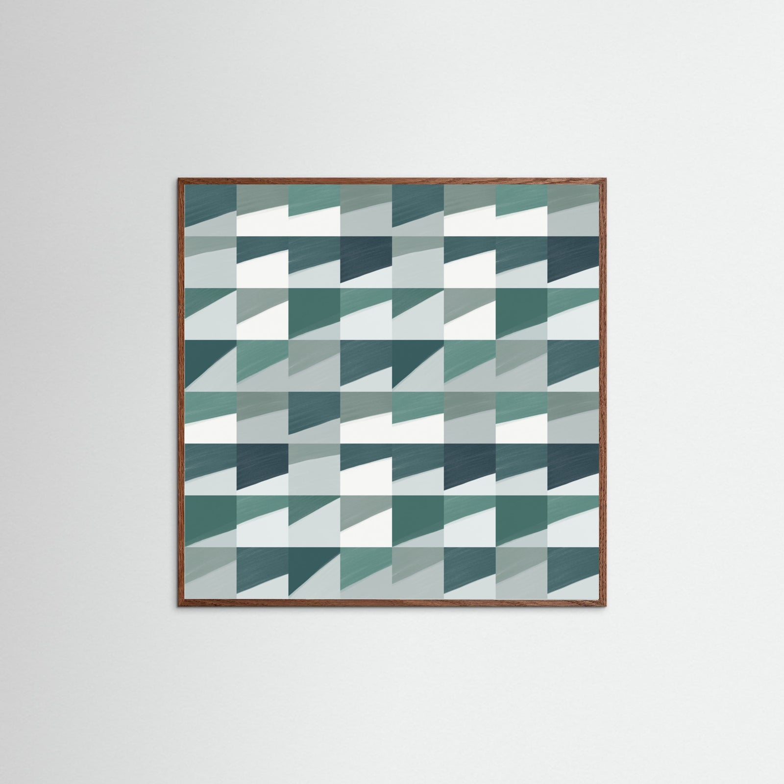 Oak Dark Mid Century Grid Pattern Seven Poster