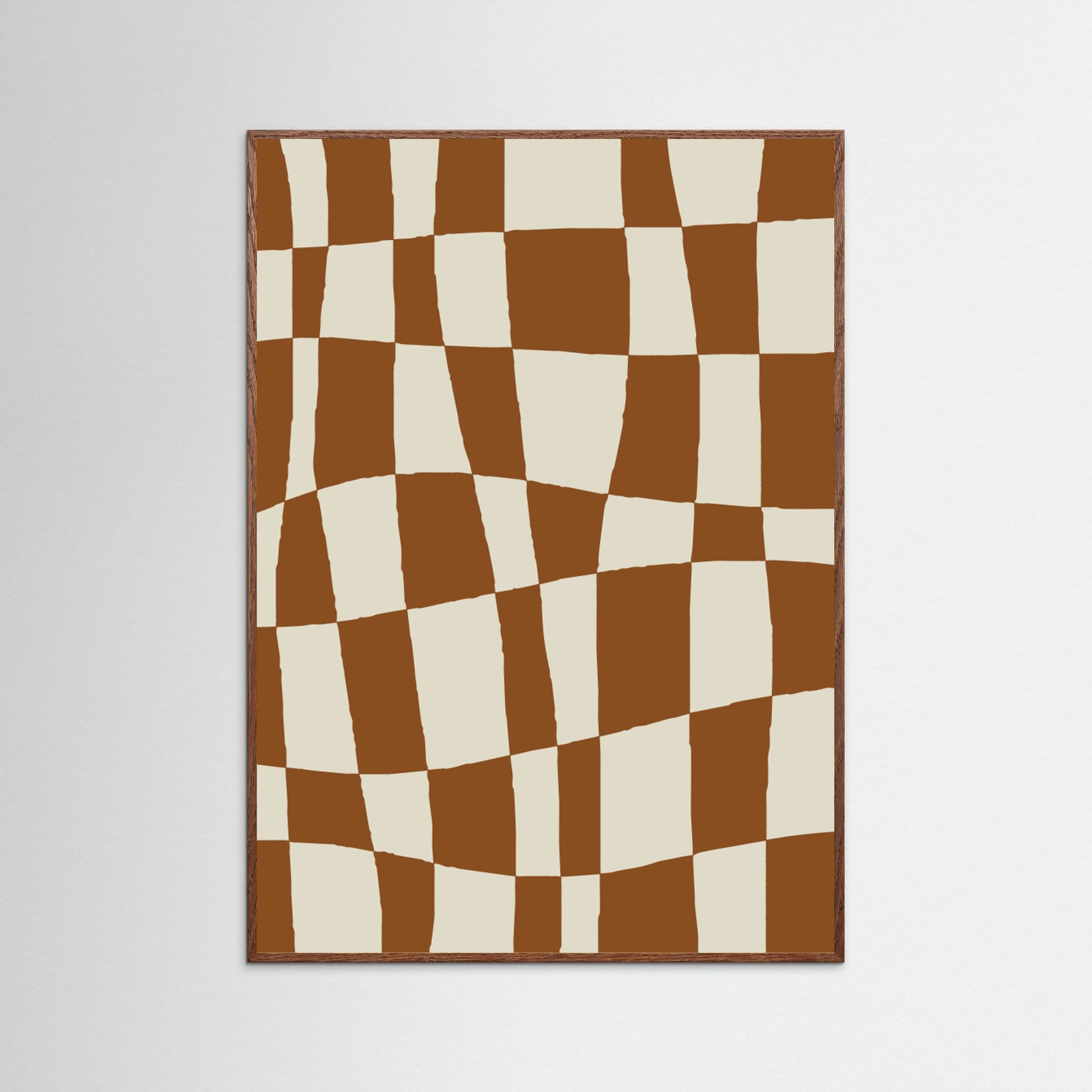 Oak Dark Minimal Checkerboard Poster