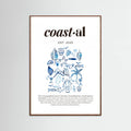 Póster Minimalist Blue Coastal Poster | Aesthetic Tropical and Marine Illustrations – póster e impresión artística