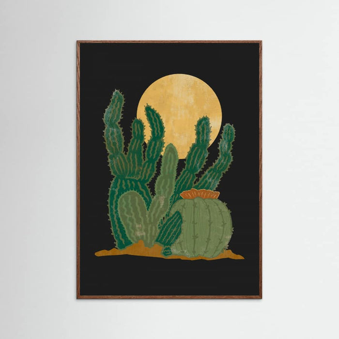 Oak Dark Modern Americana and Cactus Poster