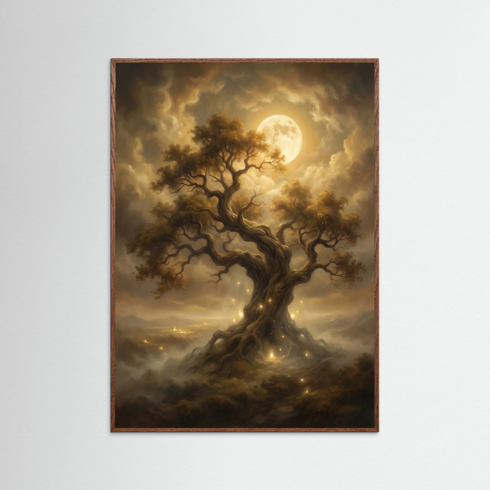 Oak Dark Moonlit Village Haze