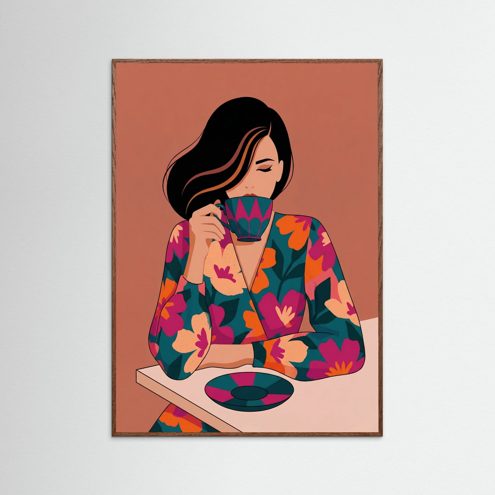 Oak Dark Orange Dot Figure