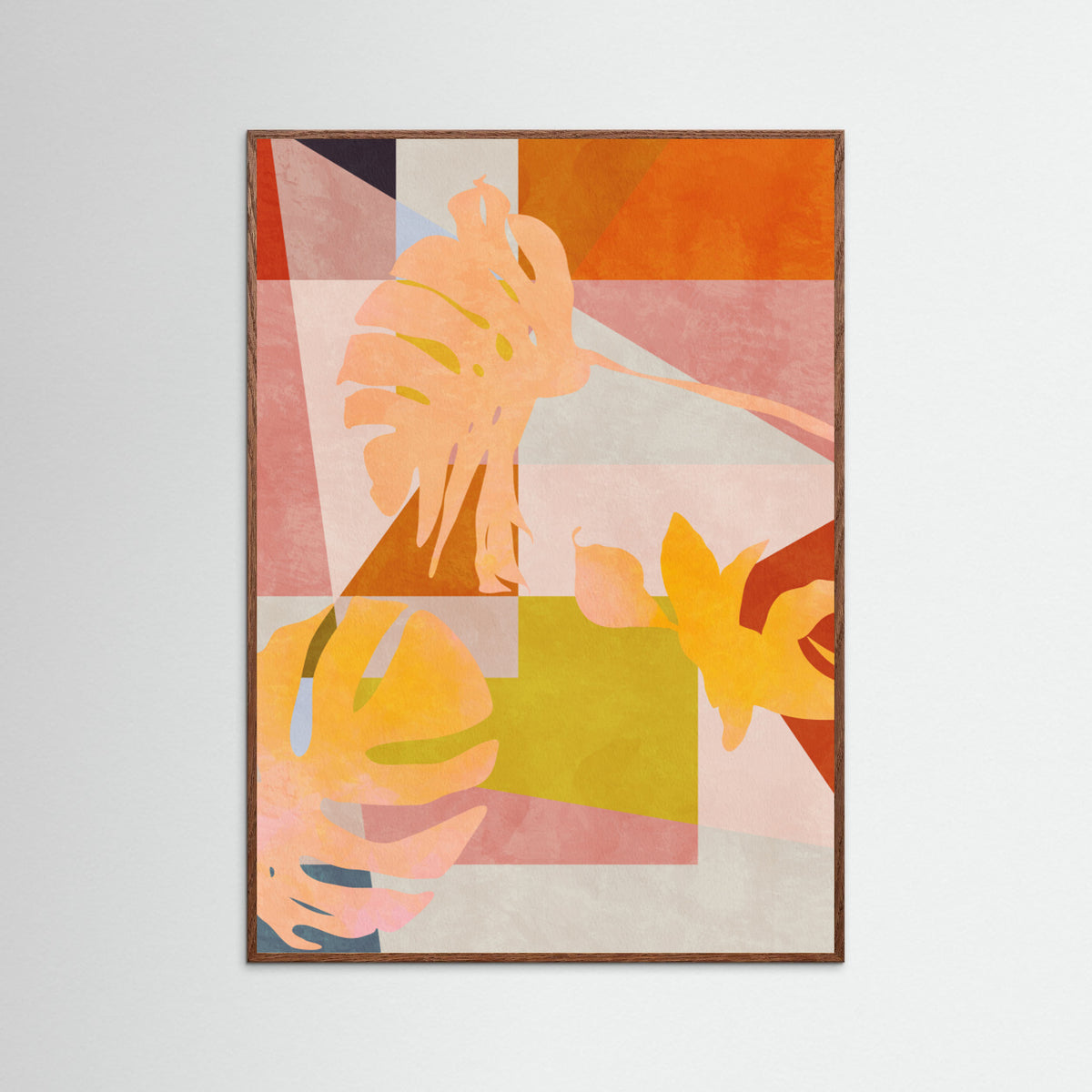 Oak Dark Organic Bauhaus Geometry Leaves Poster