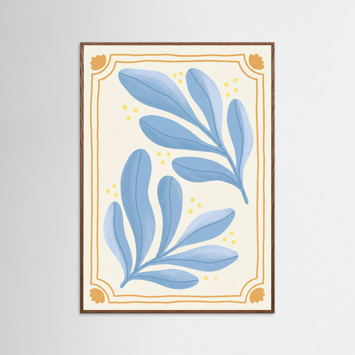 Oak Dark Organic Blue Blooms