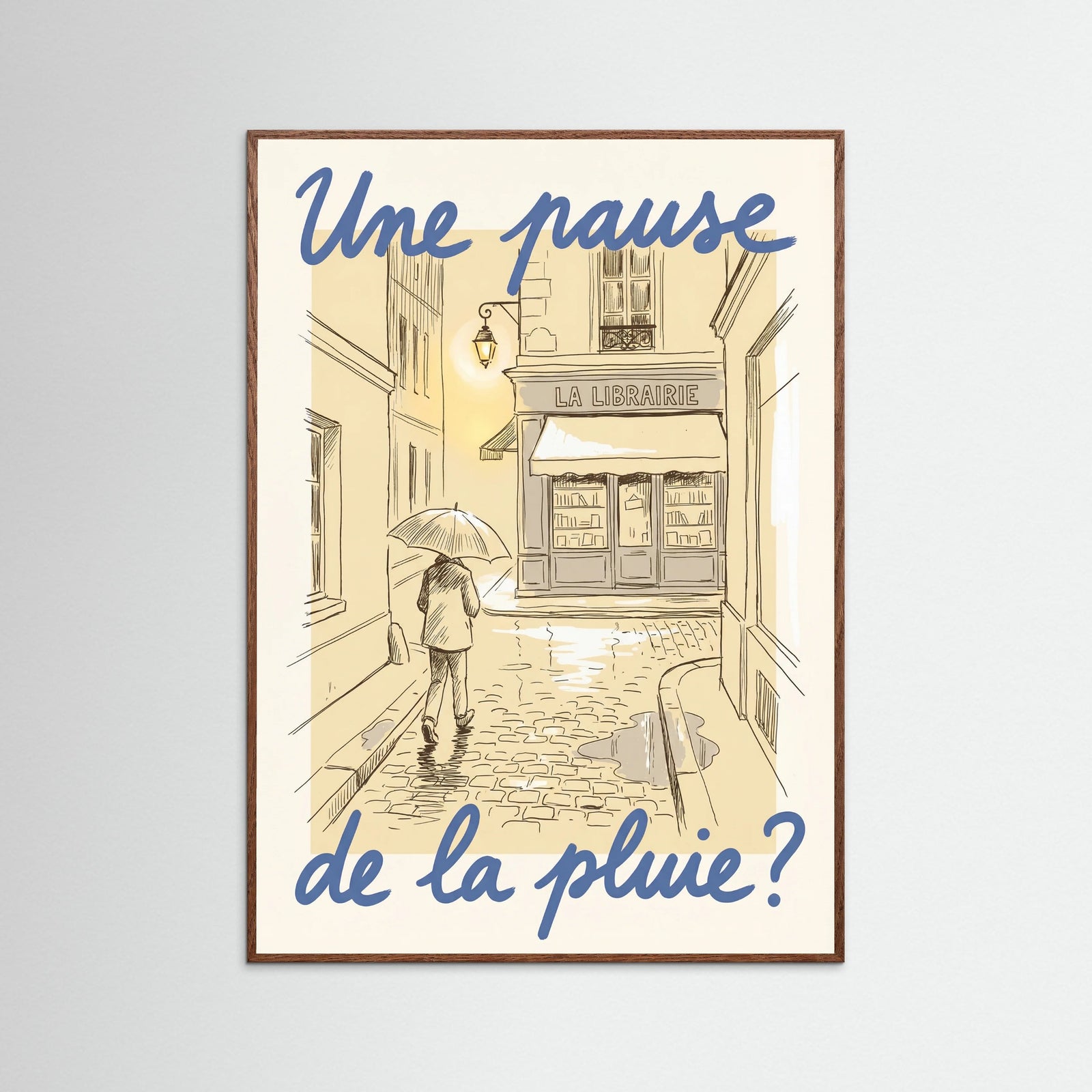 Oak Dark Parisian Rainy Invitation