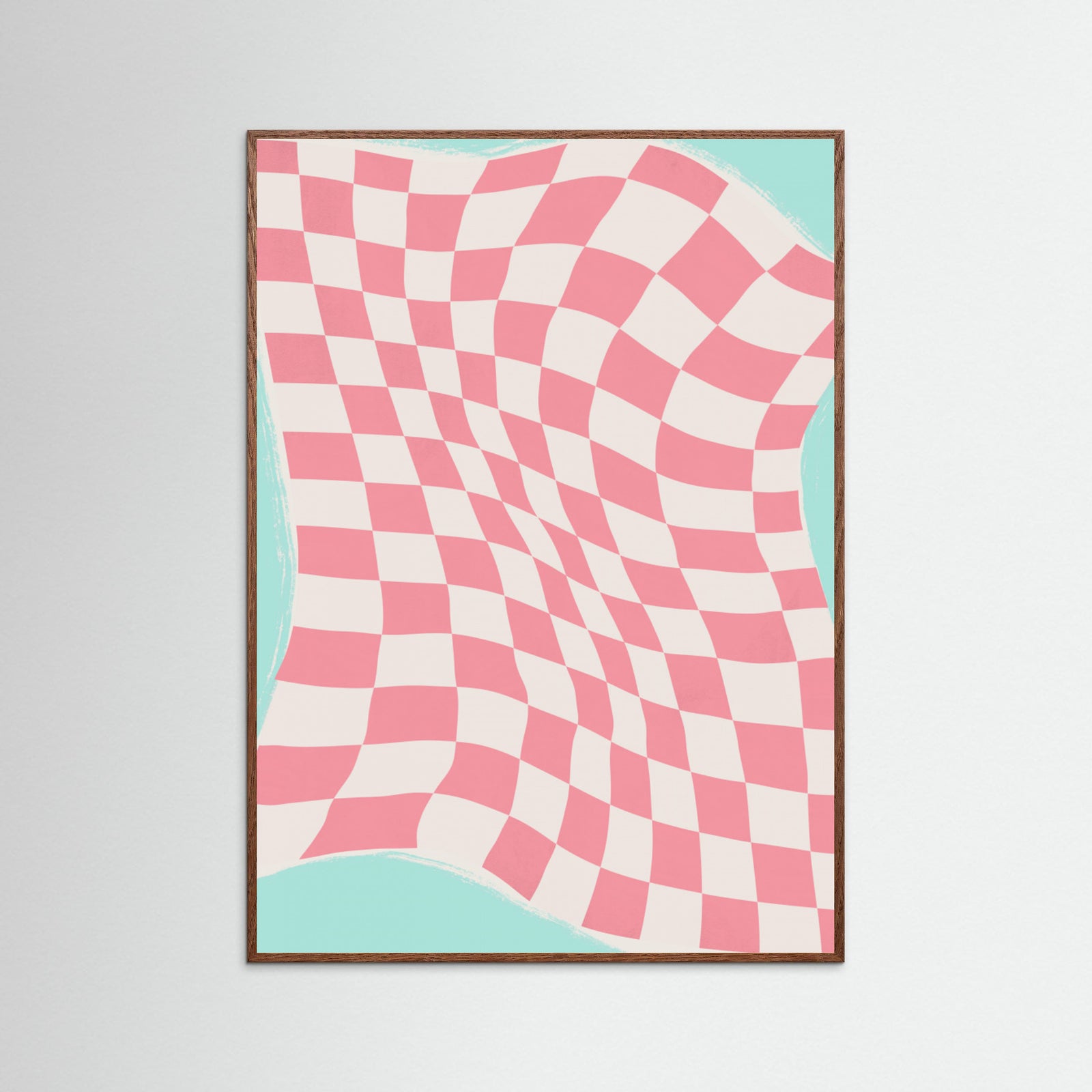 Oak Dark Pink Checker Cloth Poster