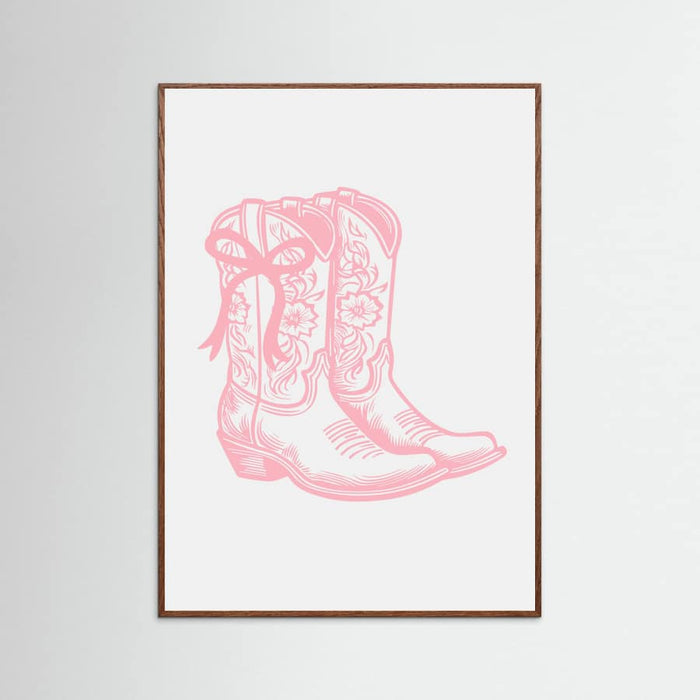 Pink Cowgirl Boots with Bow Poster – plakat og kunsttryk