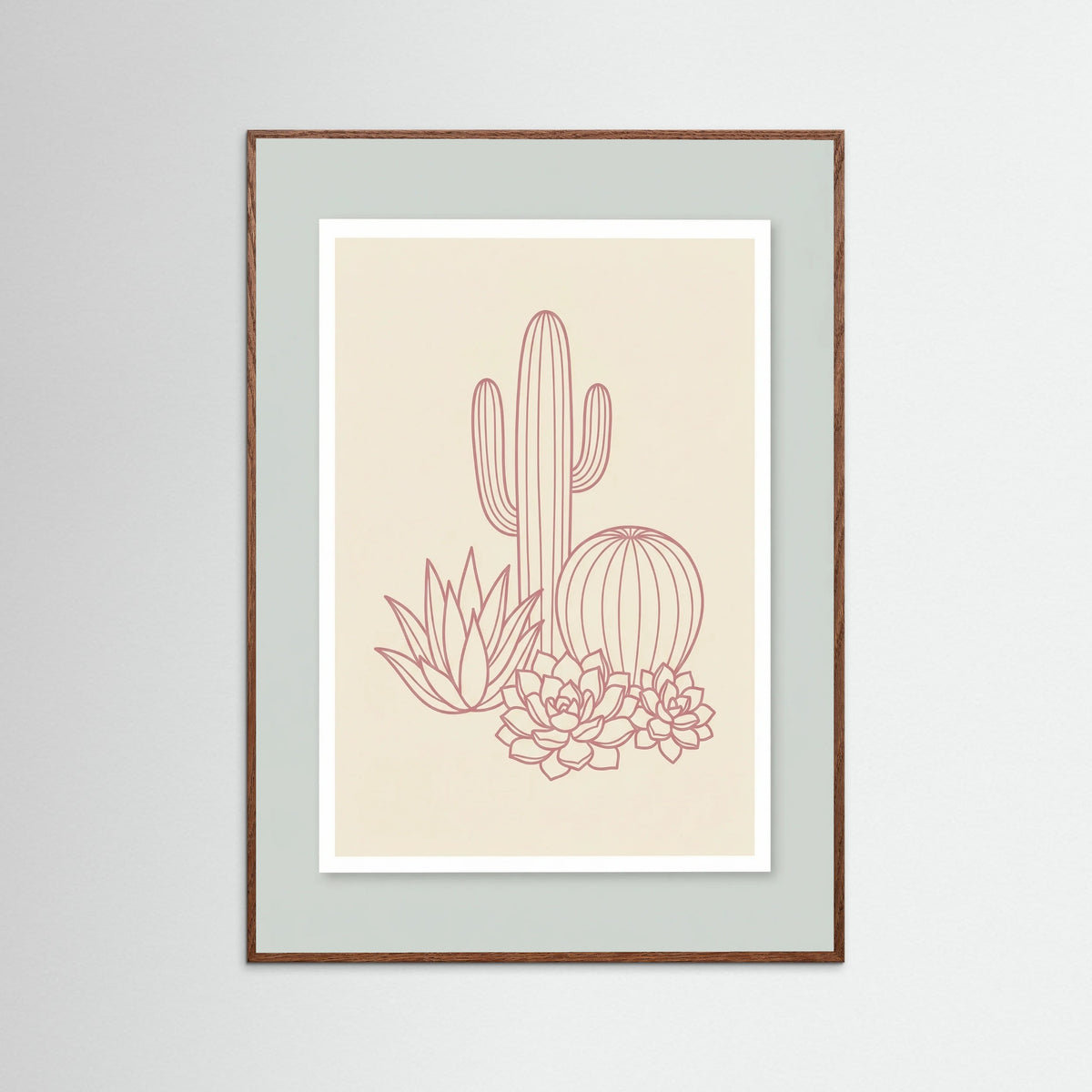 Oak Dark Pink Palm Silhouettes