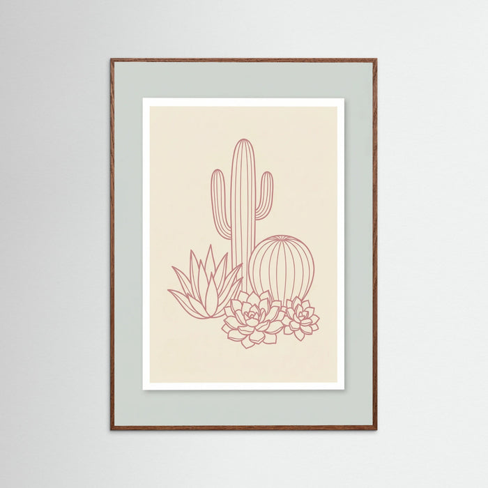 Oak Dark Pink Palm Silhouettes