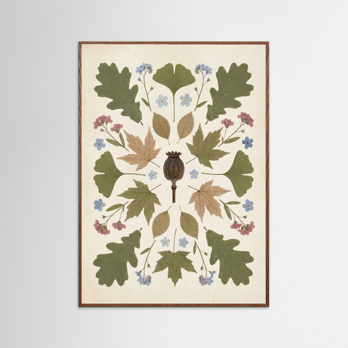 Oak Dark Pressed Garden Blooms