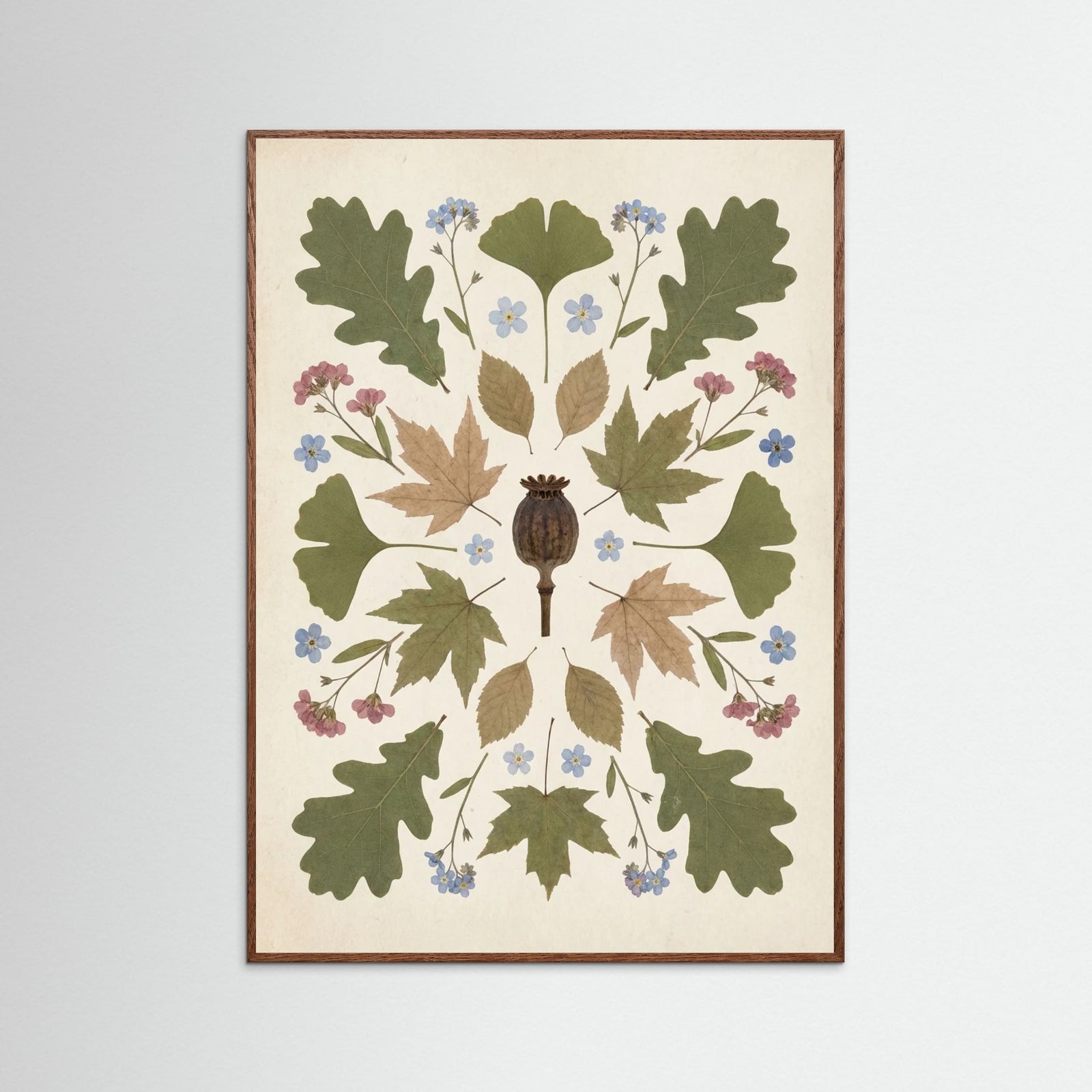 Oak Dark Pressed Garden Blooms