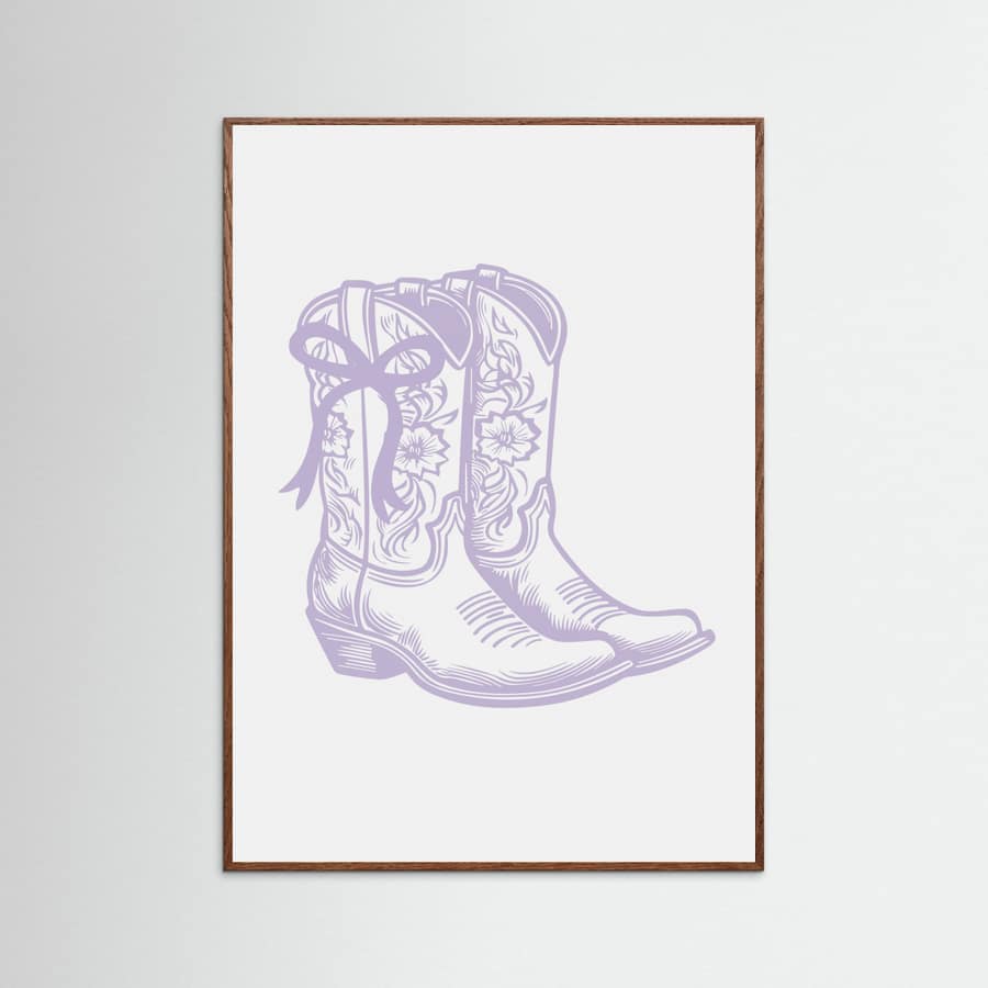 Purple Cowgirl Boots with Bow Poster – plakat og kunsttryk