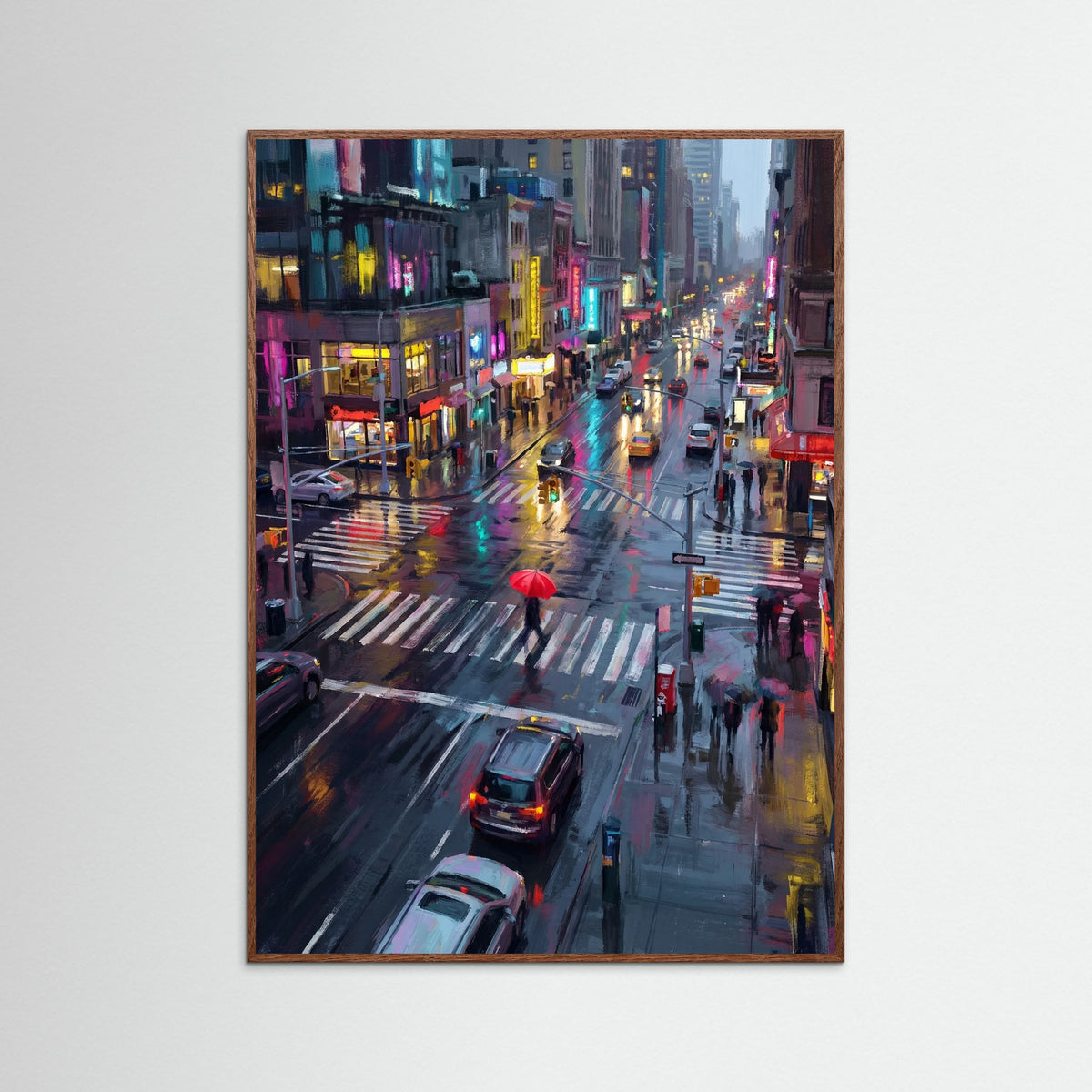 Oak Dark Rainy City Umbrellas