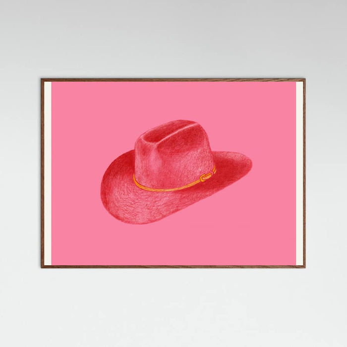 Oak Dark Red Stetson On Pink Poster