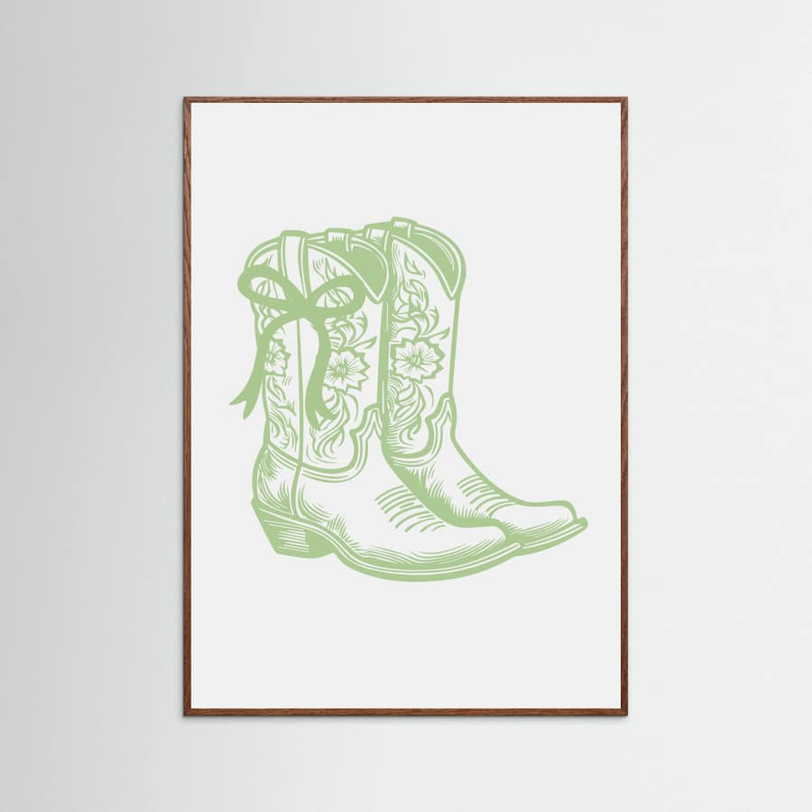 Sage Green Cowgirl Boots with Bow Poster – Poster und Kunstdruck