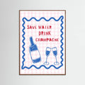 Save Water Drink Champagne Red Check Pattern Poster – poster and art print