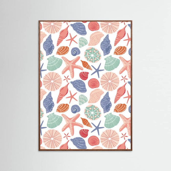 Seashells and Starfish - White Poster – poster and art print