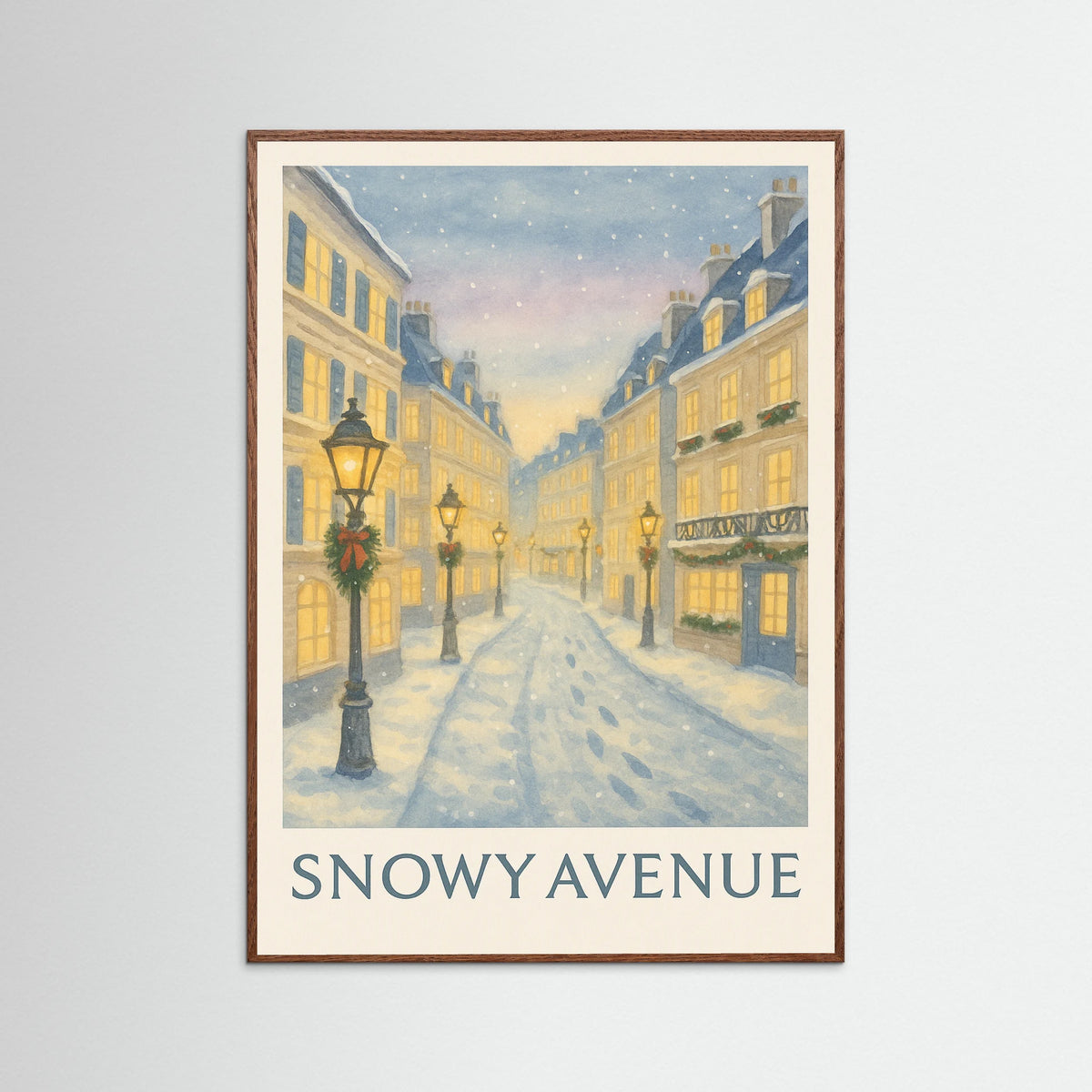 Oak Dark Snowy Avenue