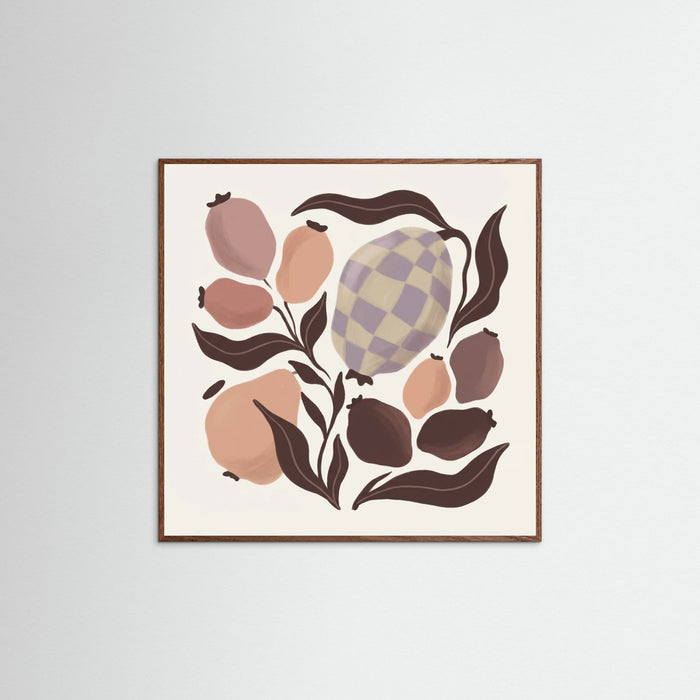 Oak Dark Square Abstract Botanical Harmony