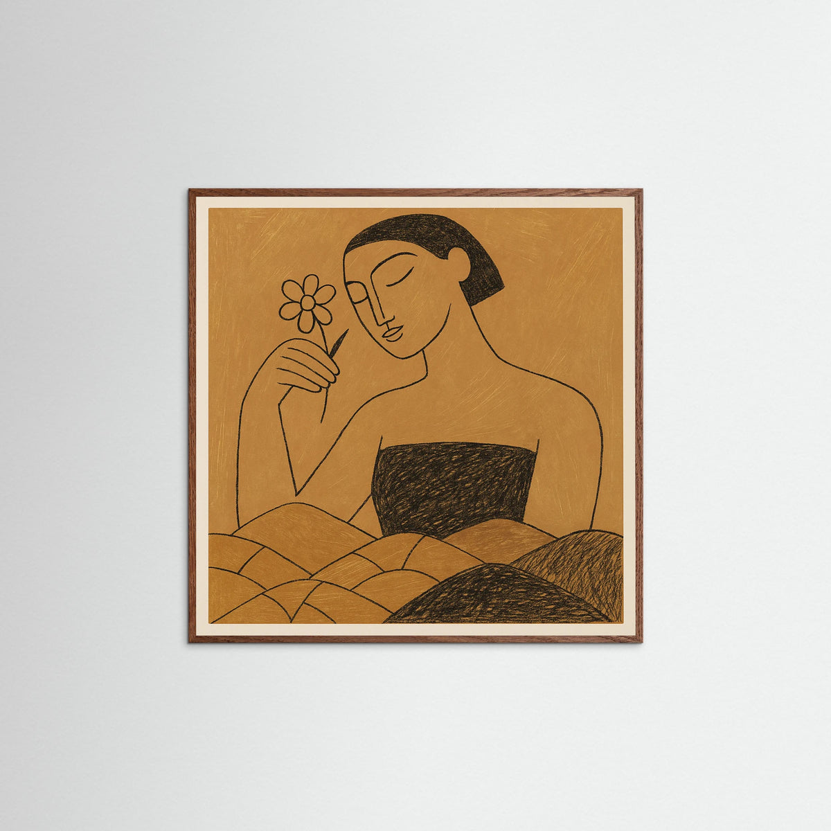 Oak Dark Square Abstract Figure