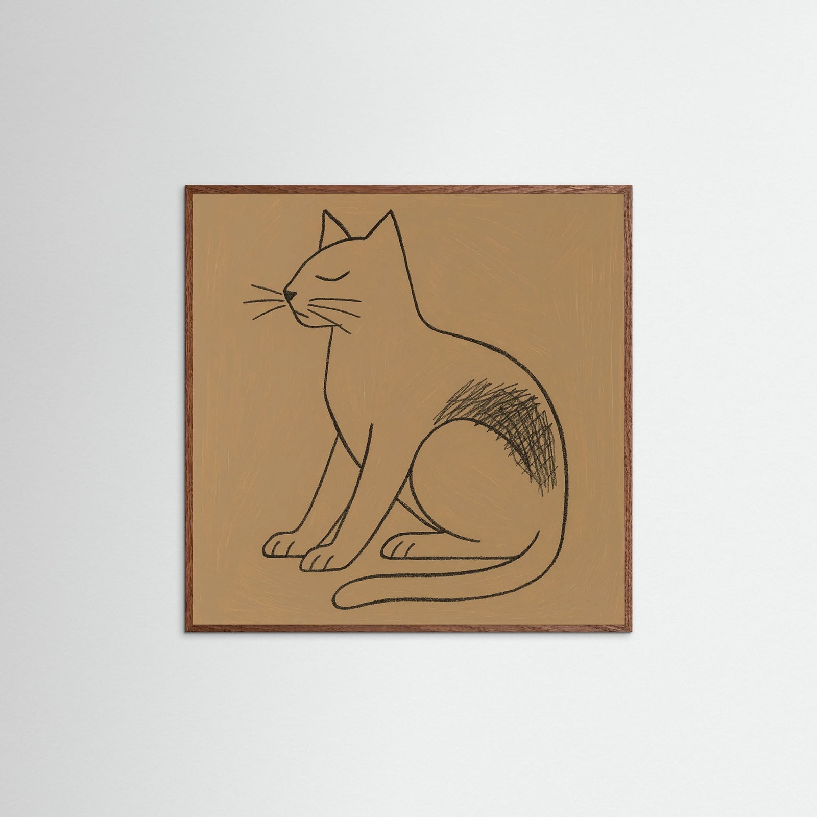 Oak Dark Square Abstract Line Portrait