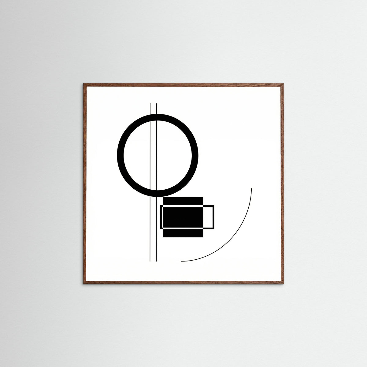 Oak Dark Square Art Print Beige